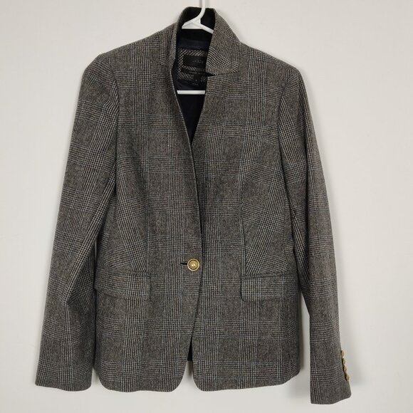 J. Crew Women's Regent Blazer Size 6 Gray Glen Plaid Wool Business Casual Office - Picture 1 of 12